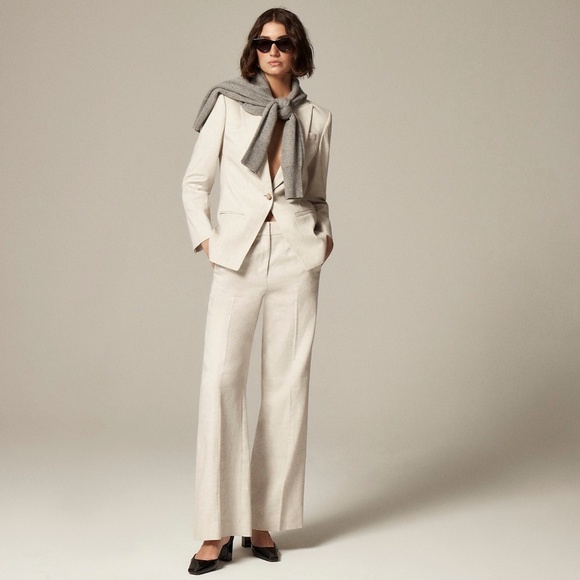 New JCREW Size 2 Carolina Flare Pants in Stretch Linen Blend Flax $168 BZ404 - Picture 5 of 6